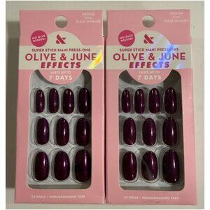 Olive & June Super Stick Effects Press on Nails Plaza Shimmer 32ct 2 Pack